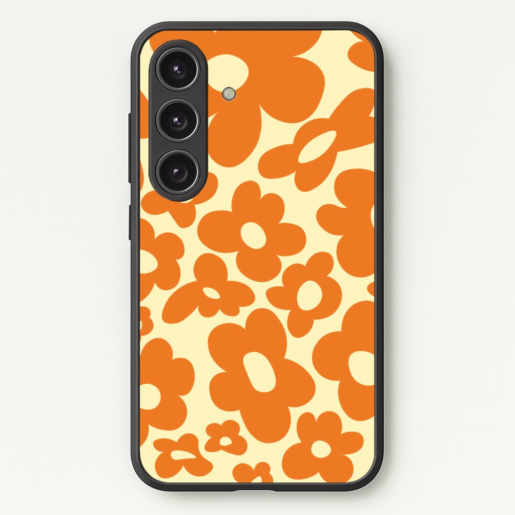 Orange Flowers - Trippy Patterns Phone Case - Galaxy S24 Plus / Standard