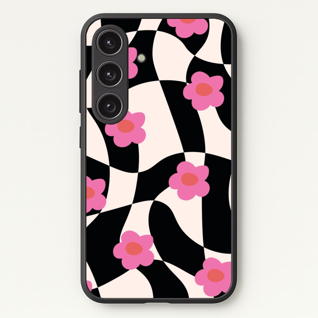 Checkboard Flowers - Trippy Patterns Phone Case - Galaxy S24 Plus / Standard