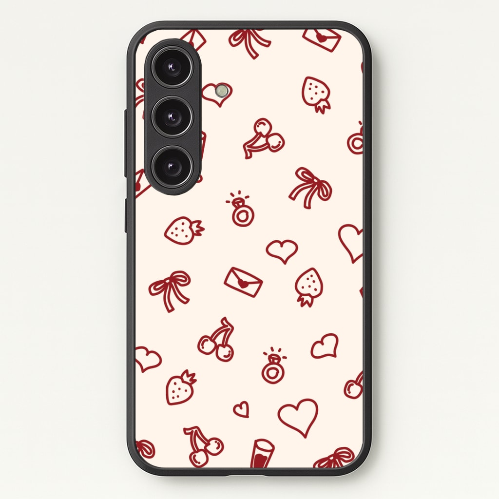Valentines Doodles Phone Case - Galaxy S24 Plus / Standard