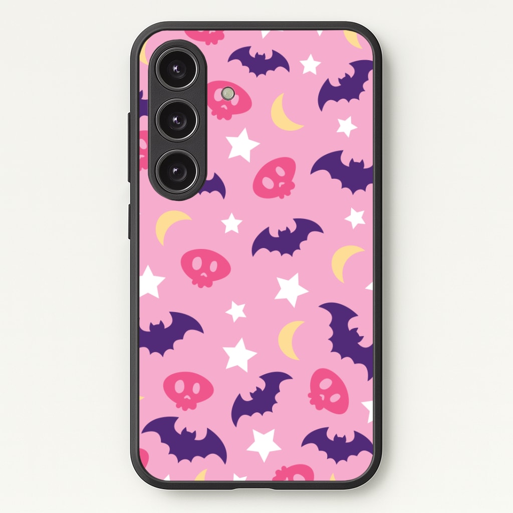 Skull, Bats And Stars Pattern Phone Case - Galaxy S24 Plus / Standard