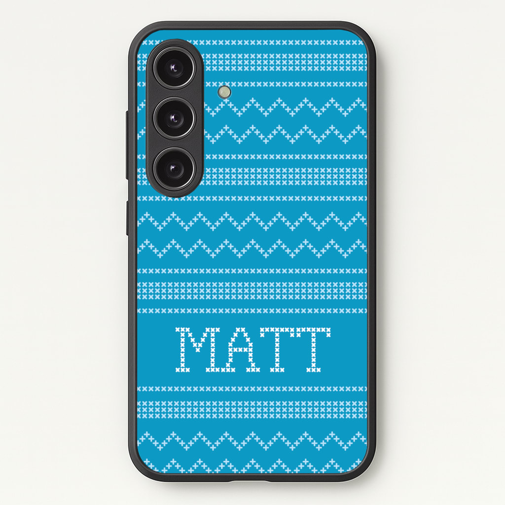 Personalised Christmas Jumper Blue Phone Case - Galaxy S24 Plus / Standard