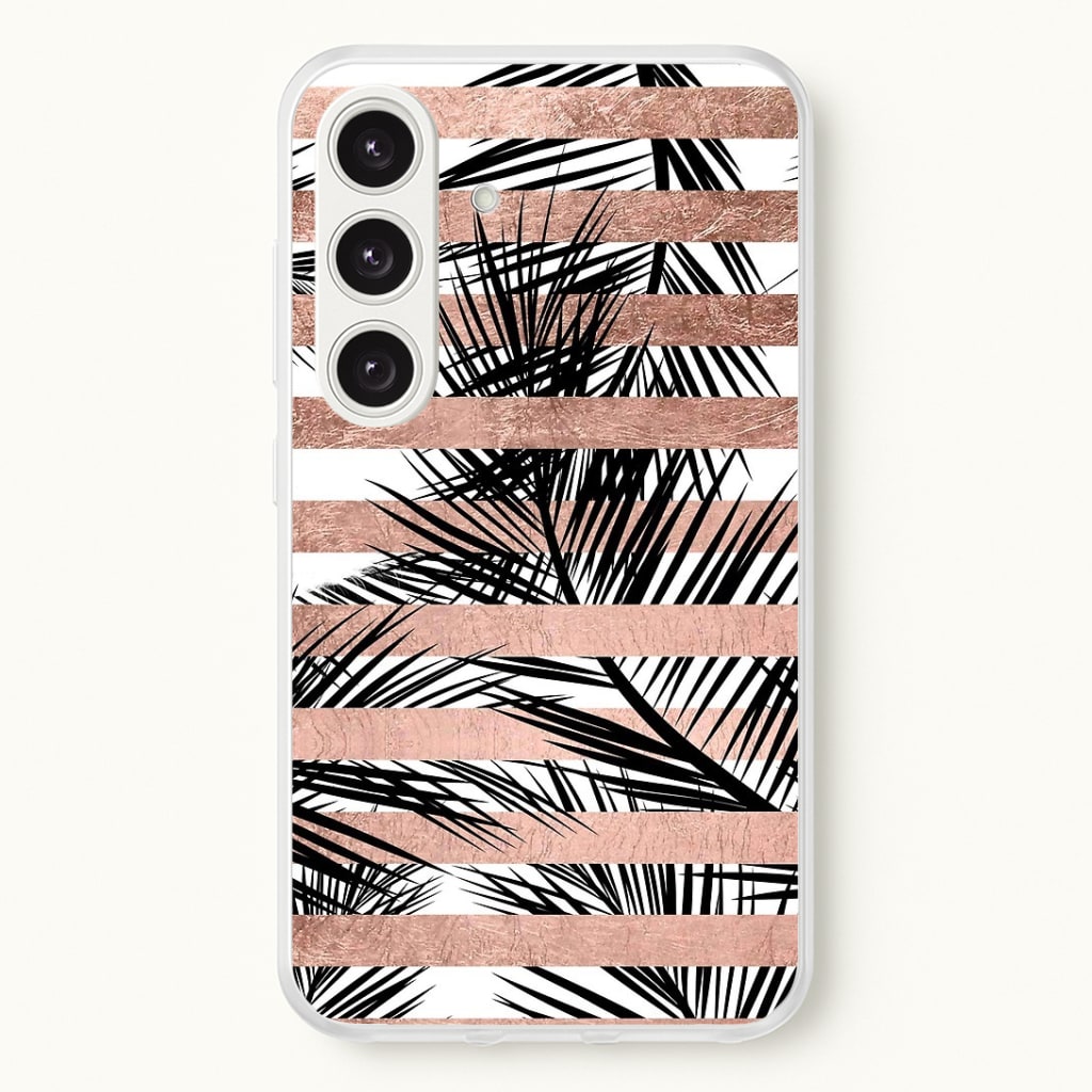 Rose Gold Tropical Palm Leaf Pattern Phone Case