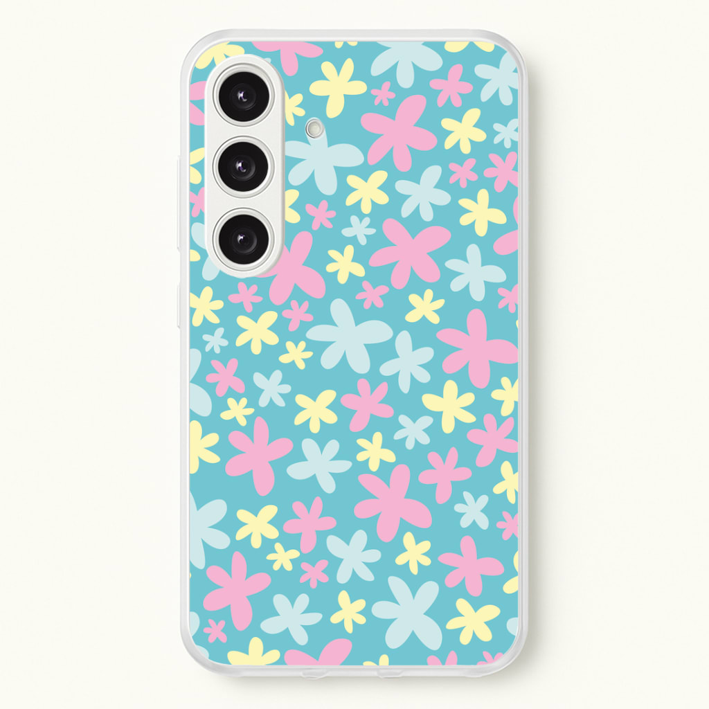 Blue, Pink And Yellow Flowers - Spring Patterns Phone Case