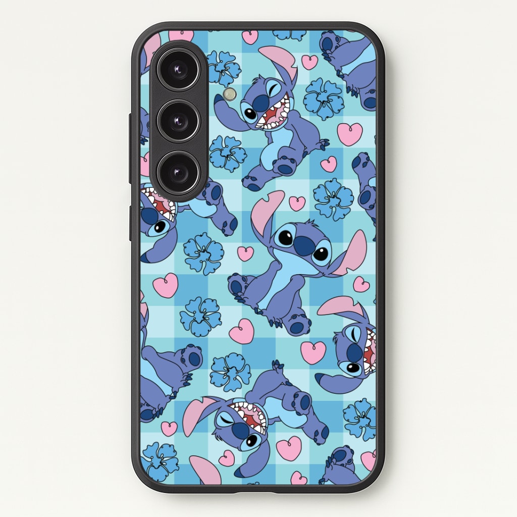 Blue Alien And Hearts Pattern Phone Case