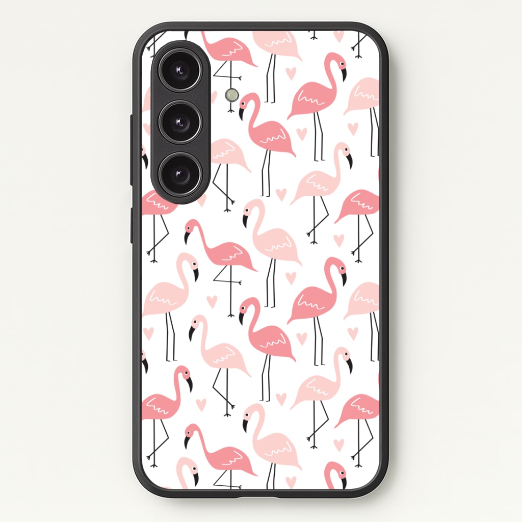 White & Pink Flamingo Pattern Phone Case