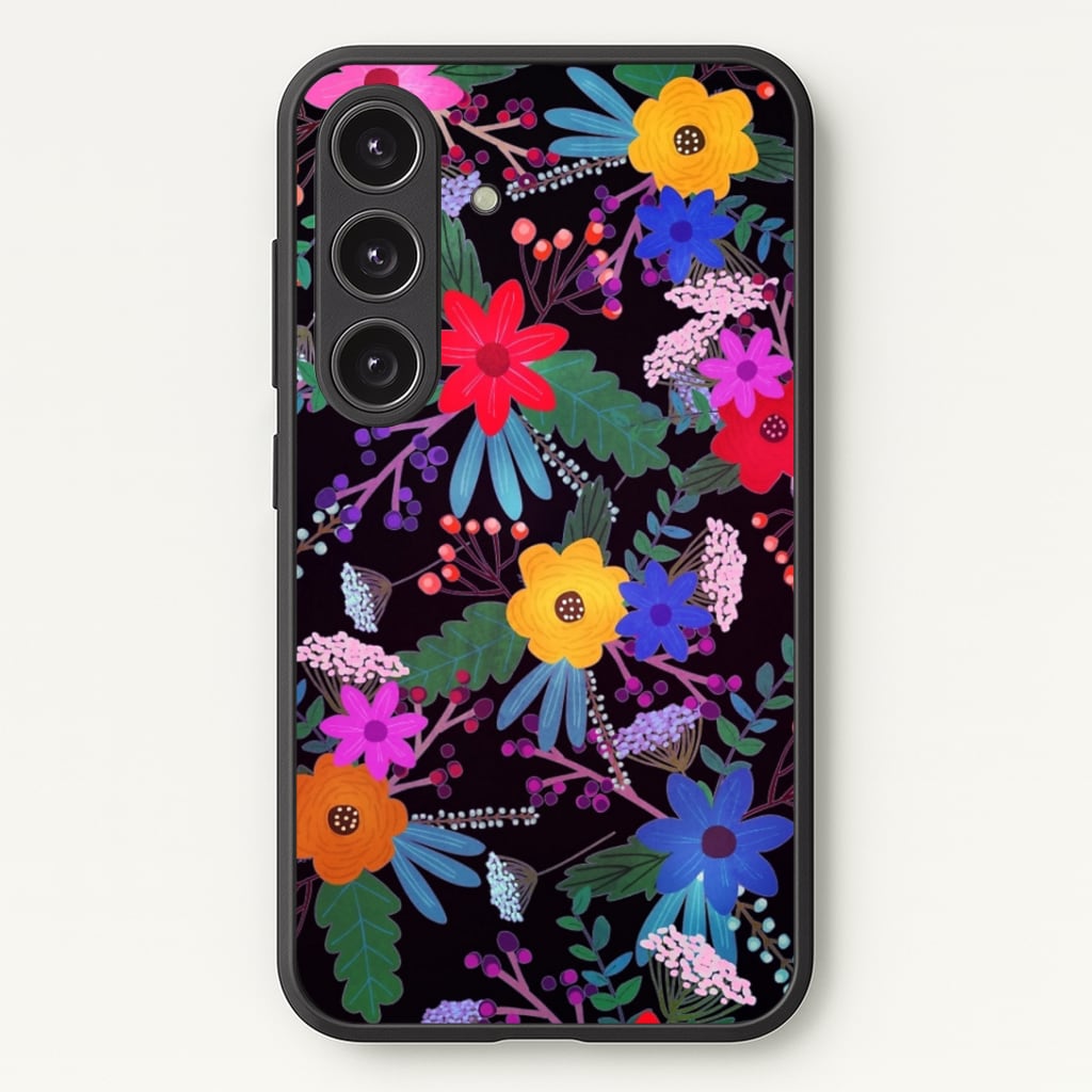 Black & Colourful Floral Pattern Phone Case