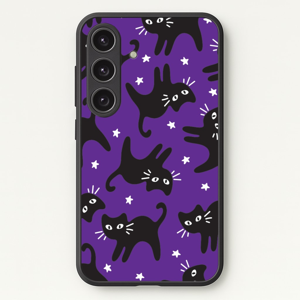 Cartoon Black Cats And Stars Pattern Phone Case