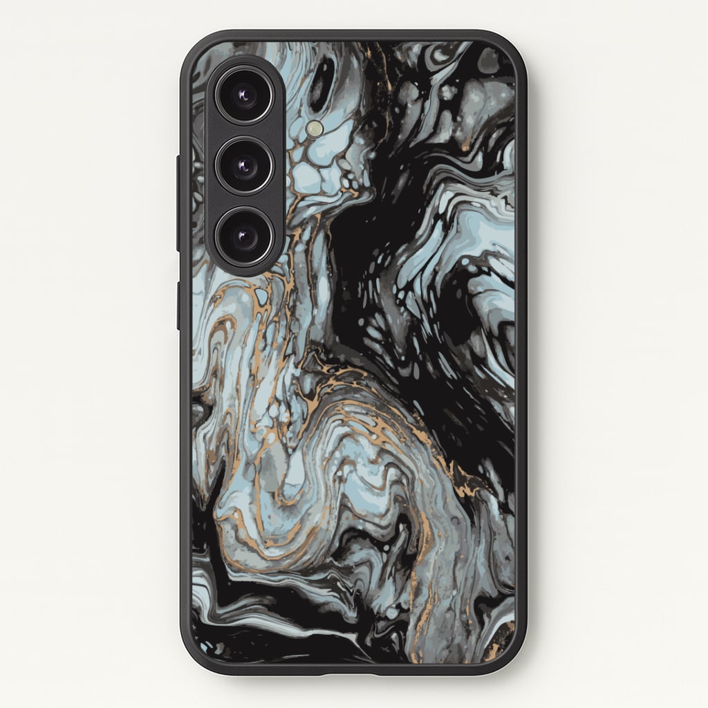 Black And Gold Cloudy Marble Phone Case