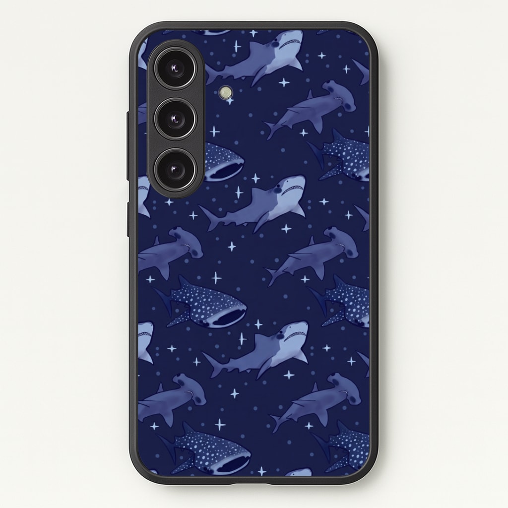 Navy Shark Pattern Phone Case