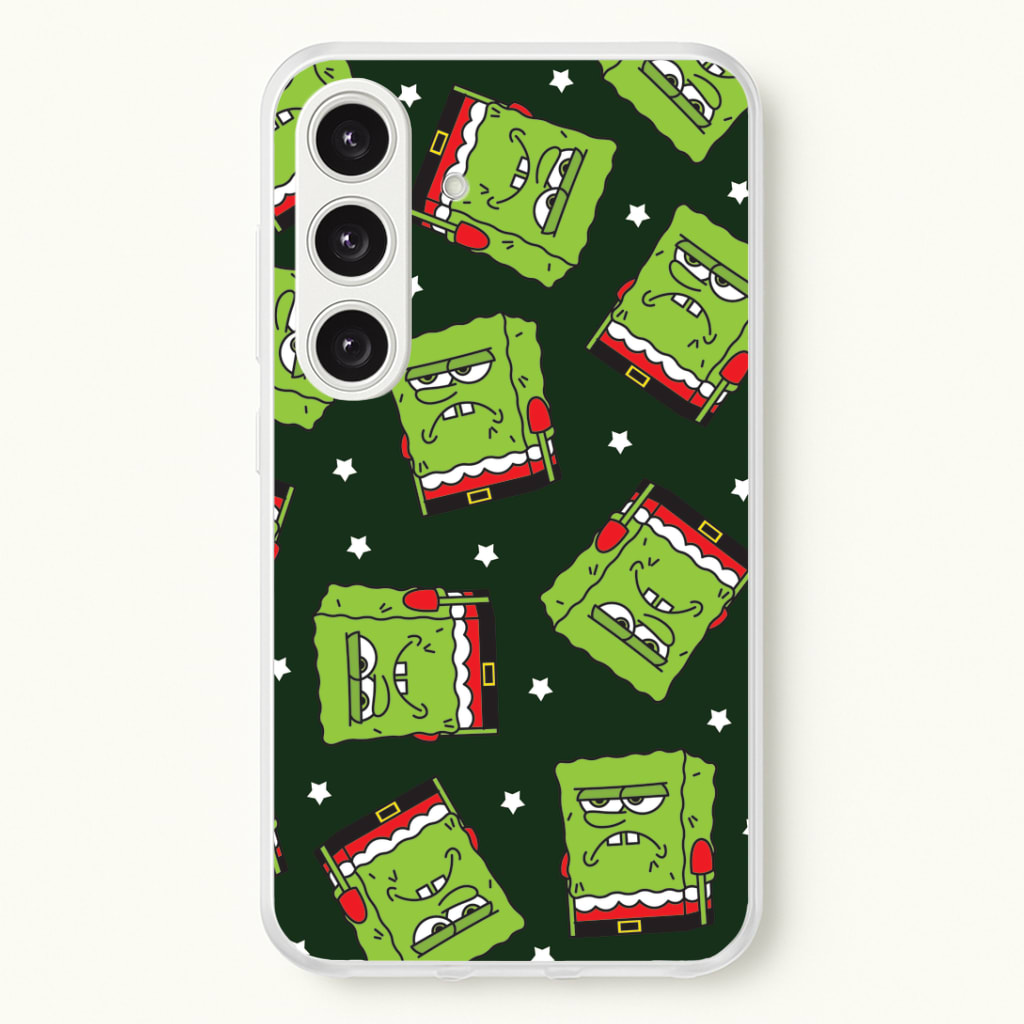 Grumpy Christmas Cartoon Sponge Pattern Phone Case