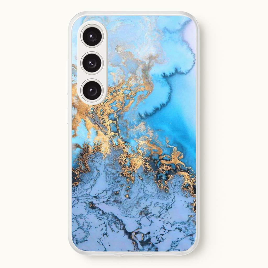 Sea Blue and Gold Marble Phone Case