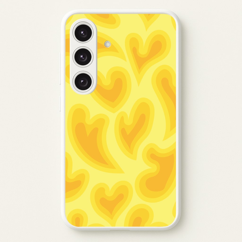 Trippy Summer Hearts Yellow Pattern Phone Case