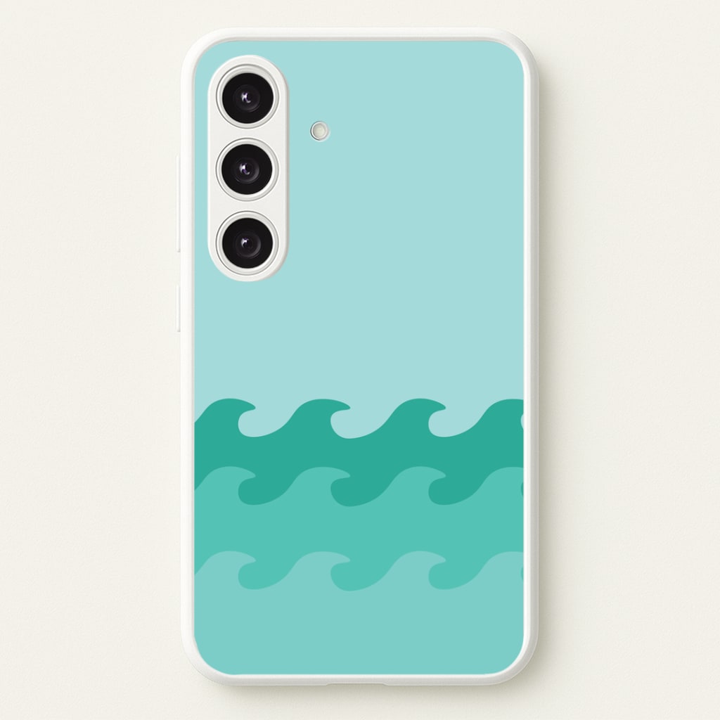 Cyan Beach Waves Pattern Phone Case