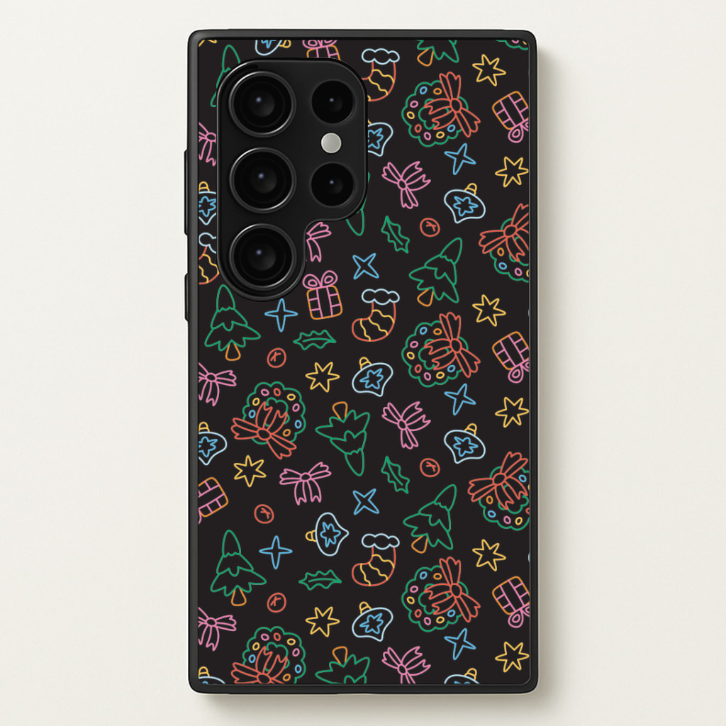 Neon Christmas Icons Pattern I Phone Case