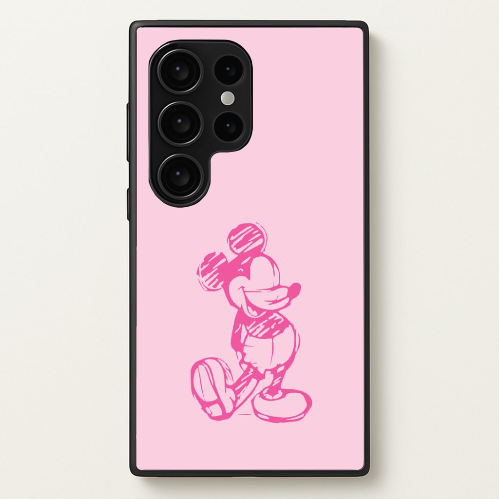 Sketched Mouse Outline Pink Phone Case