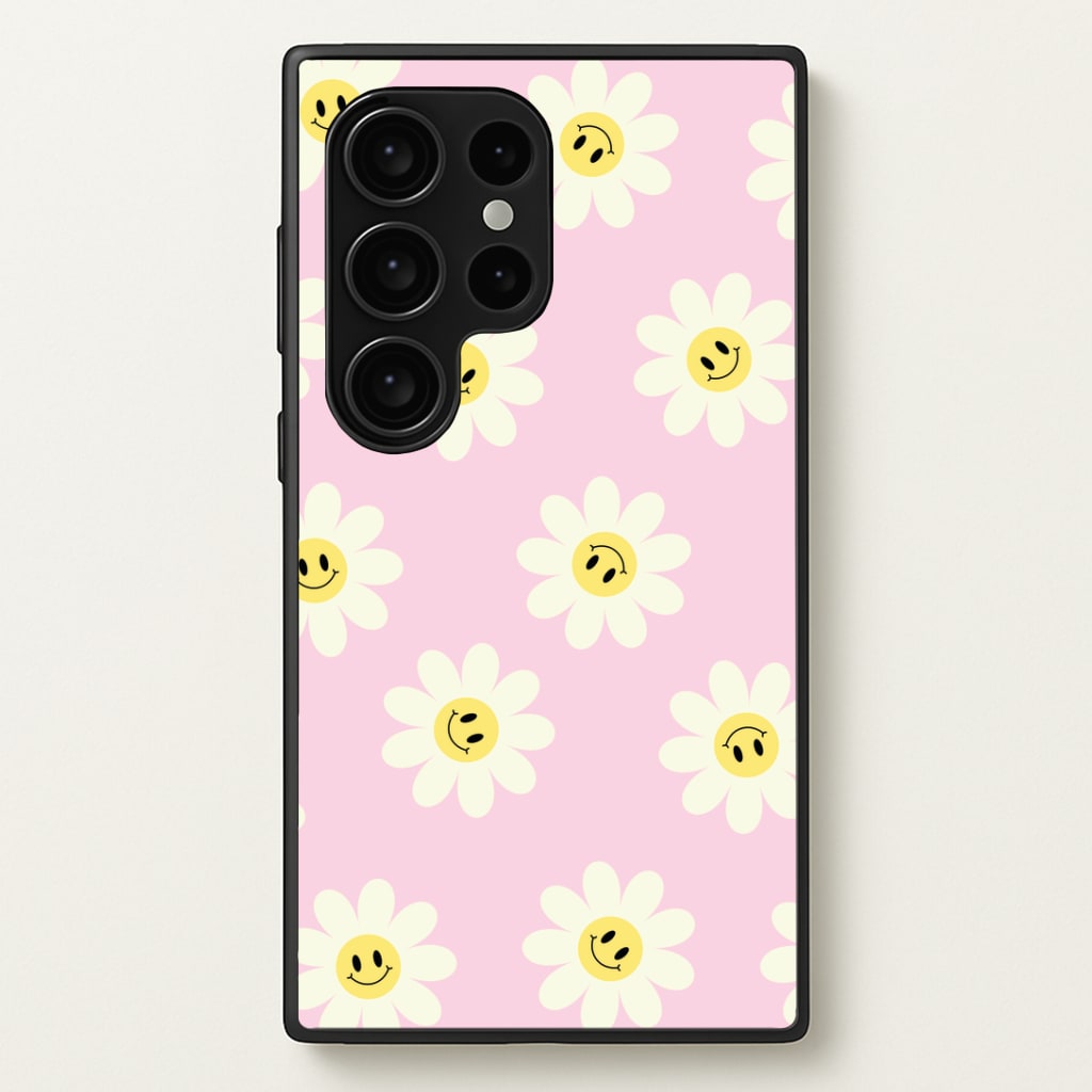 Pastel Pink Smiley Daisies Pattern Phone Case