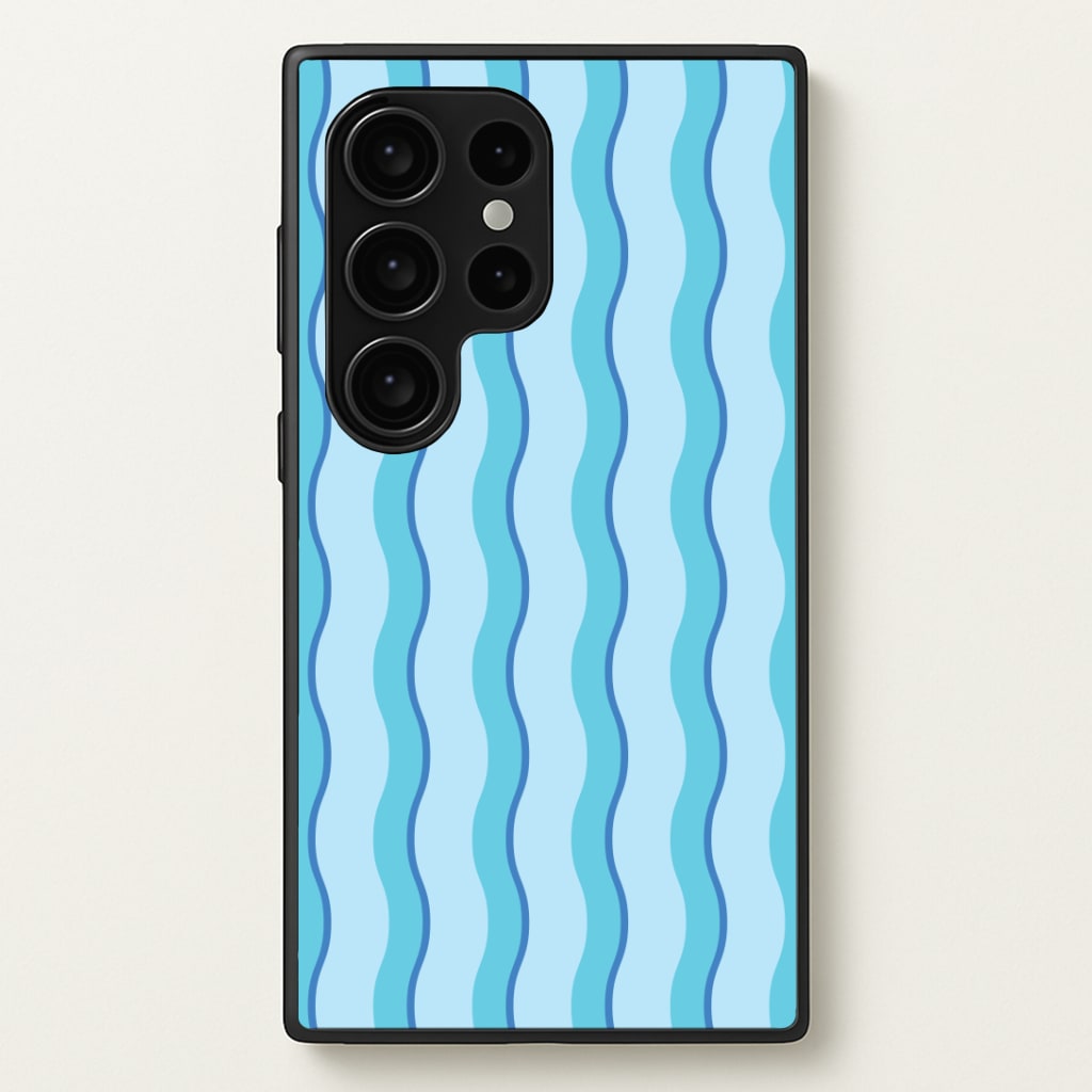 Blue Wavy Stripes Pattern Phone Case