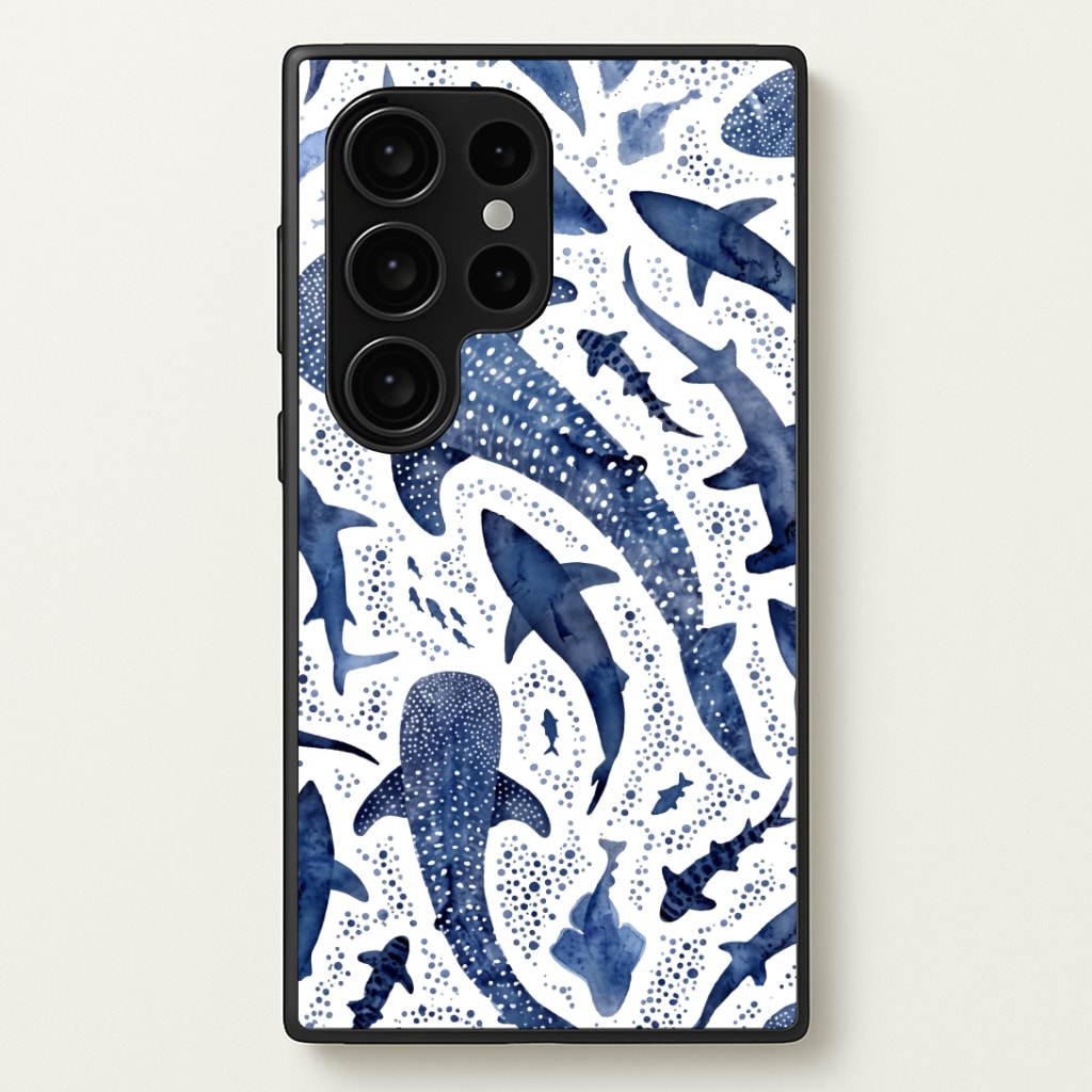 Indigo Watercolour Sharks Phone Case