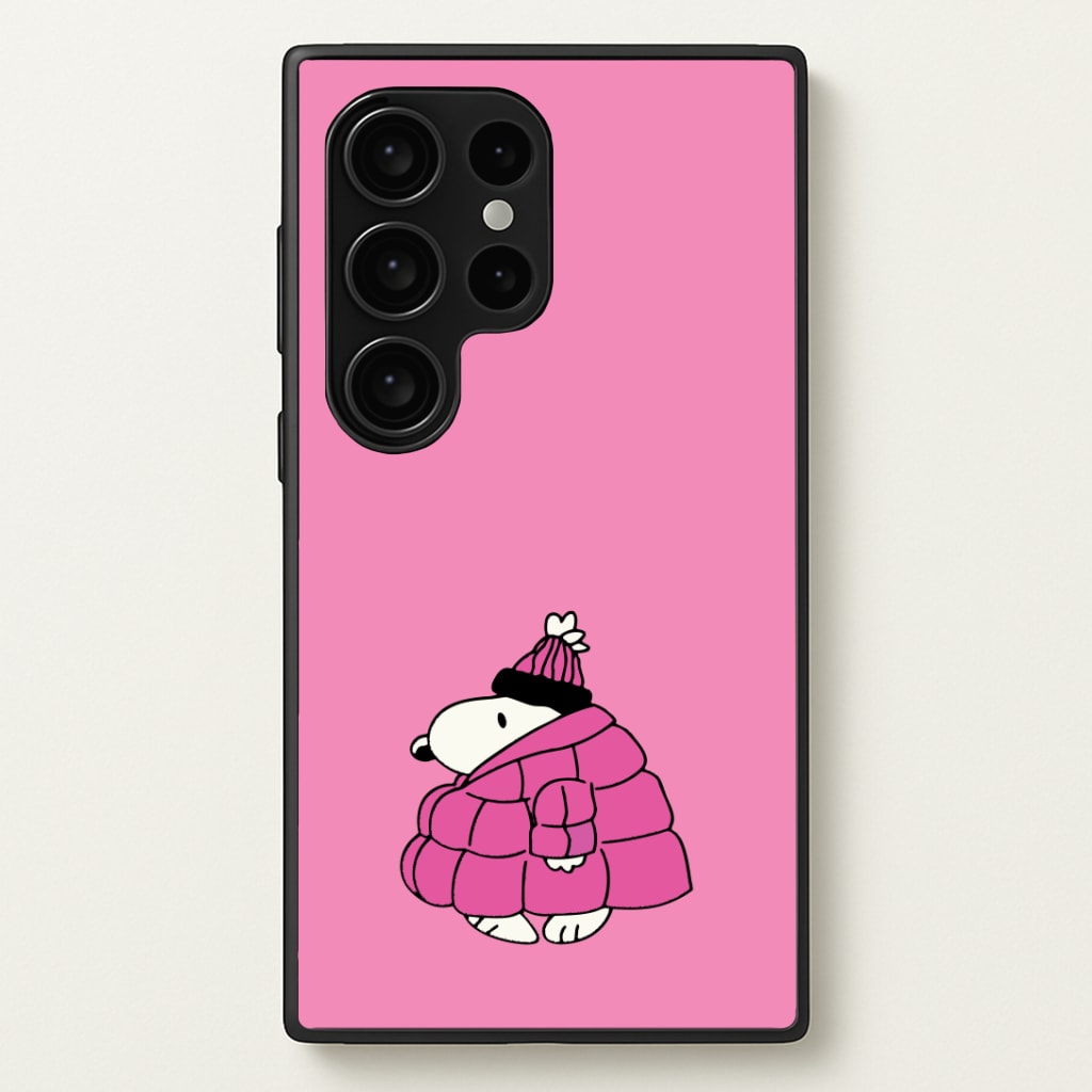 Cartoon Beagle Puffer Jacket Pink Phone Case