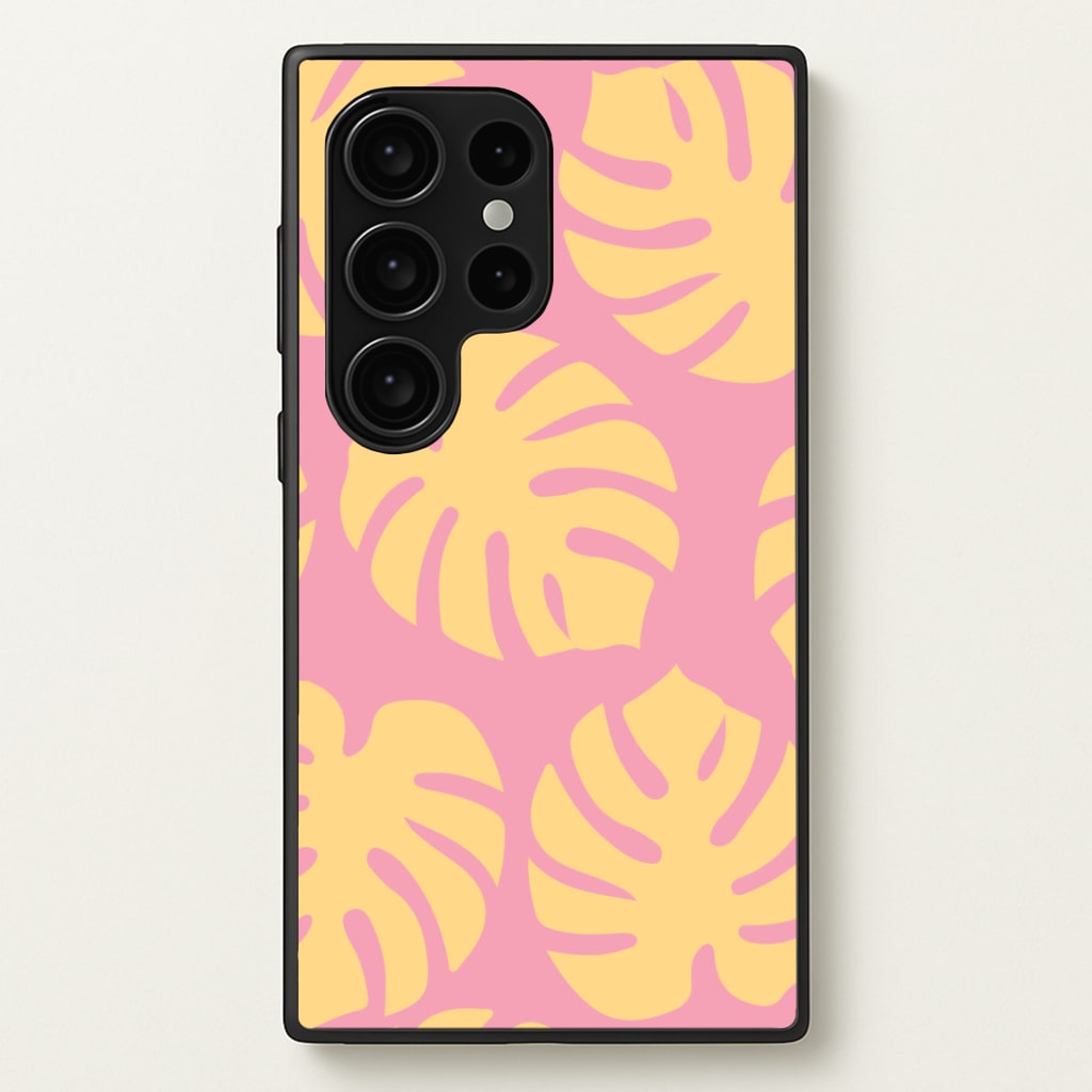 Pink And Yellow Summer Leaves Pattern Phone Case