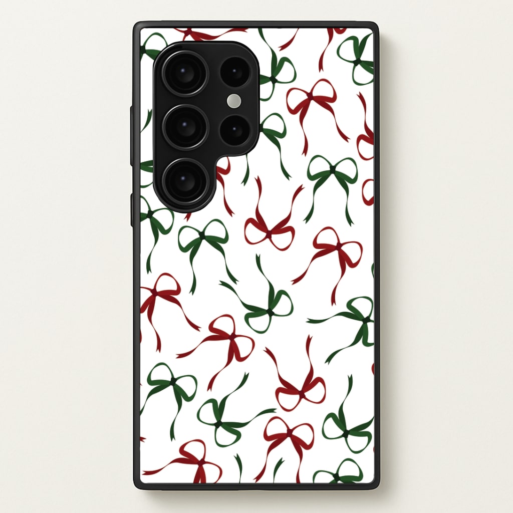 Red And Green Coquette Christmas Bows Pattern Phone Case