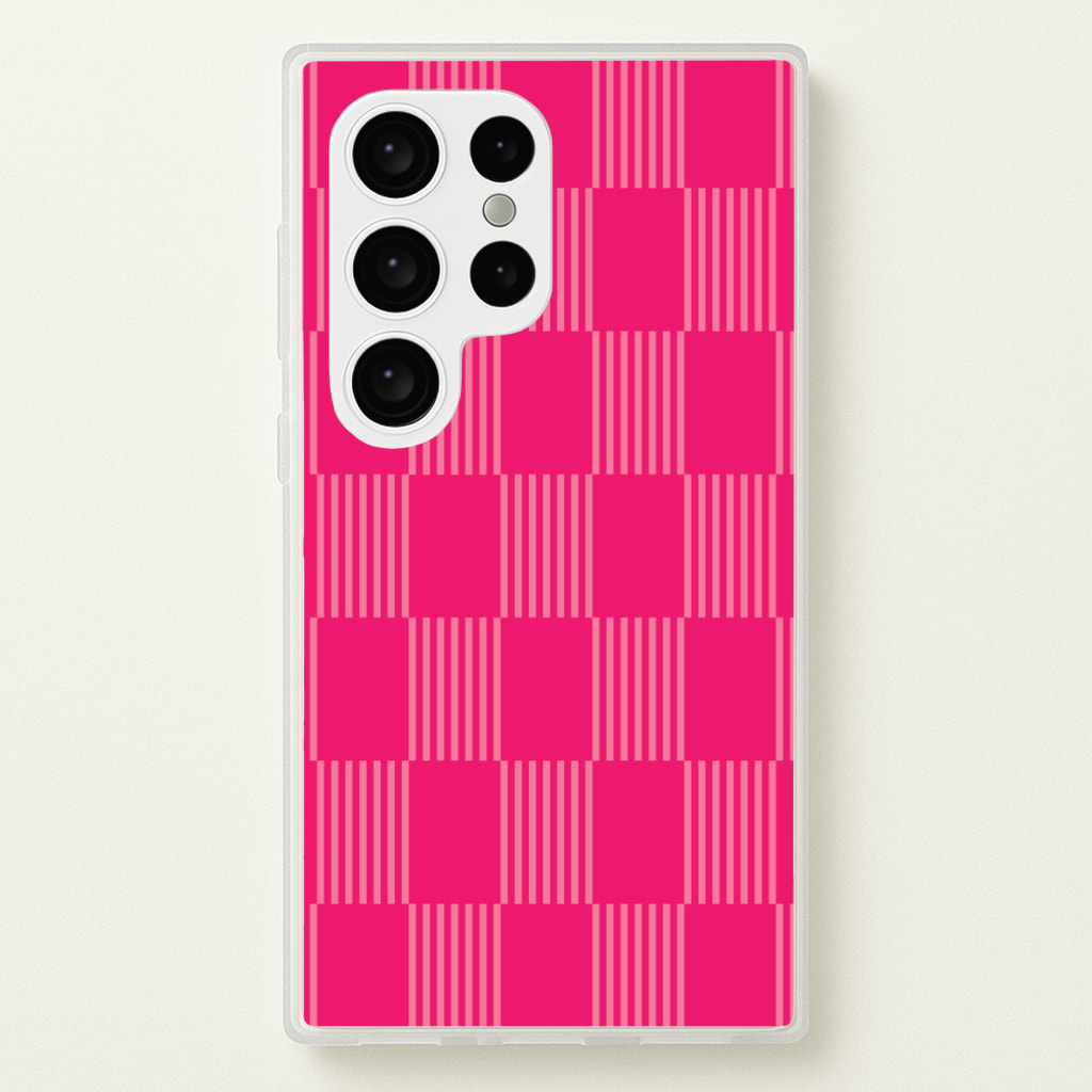 Neon Pink Checkered Abstract Pattern Phone Case