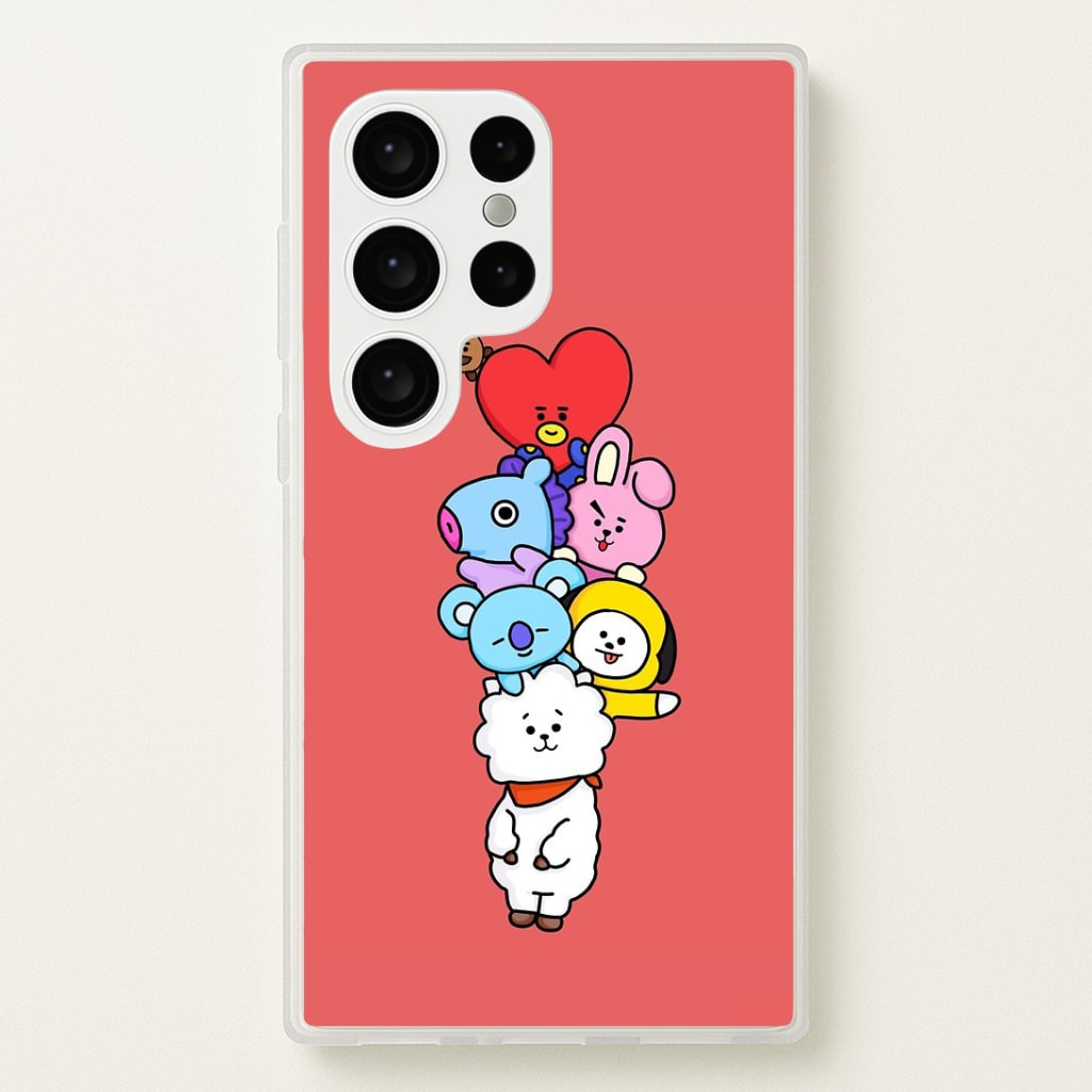 Red BT21 - RJ, Mang, Koya, Chimmy, Cooky, Shooky, Tata - K Pop Phone Case
