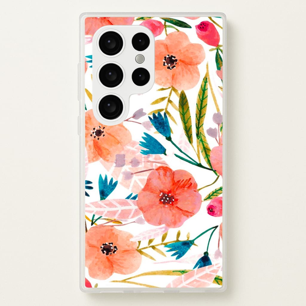 Peach Watercolour Floral Pattern Phone Case