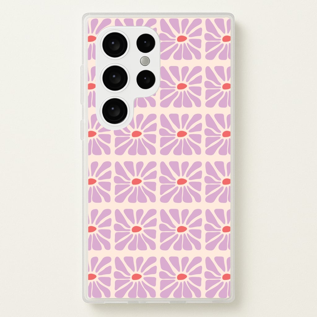 Square Abstract Flowers Mauve Phone Case