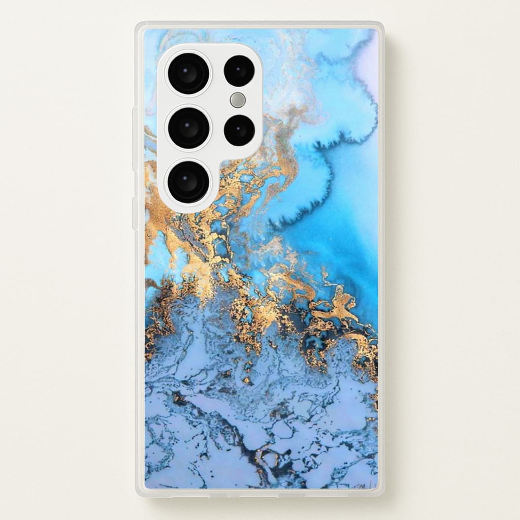 Sea Blue and Gold Marble Phone Case