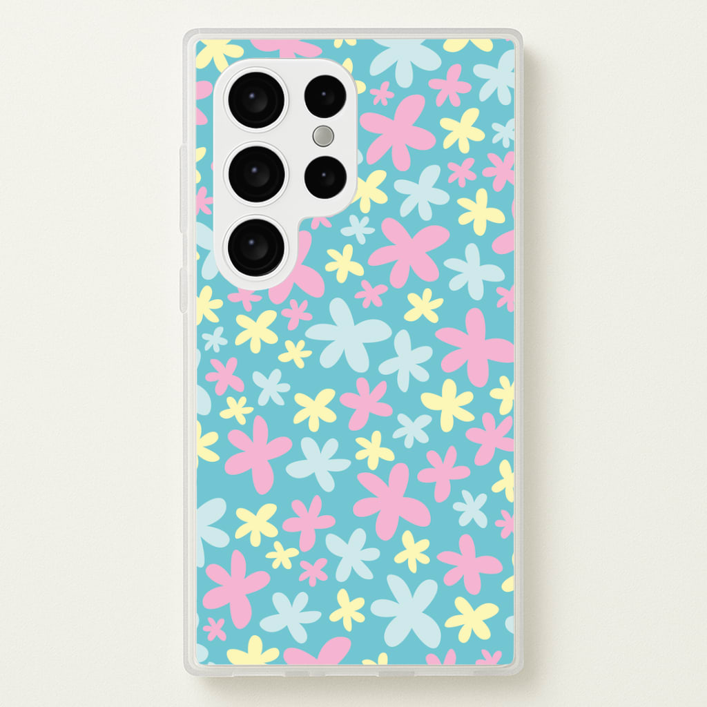Blue, Pink And Yellow Flowers - Spring Patterns Phone Case