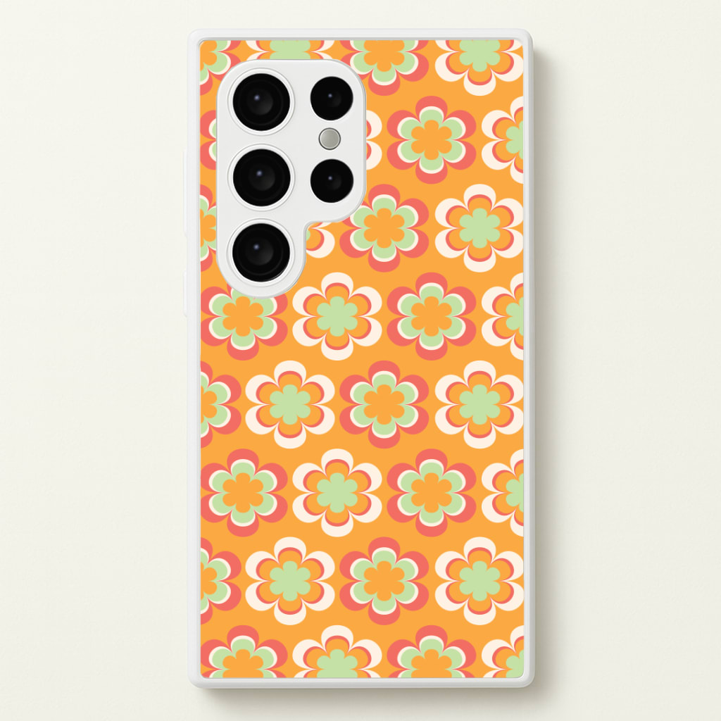Orange Retro Flowers Pattern Phone Case