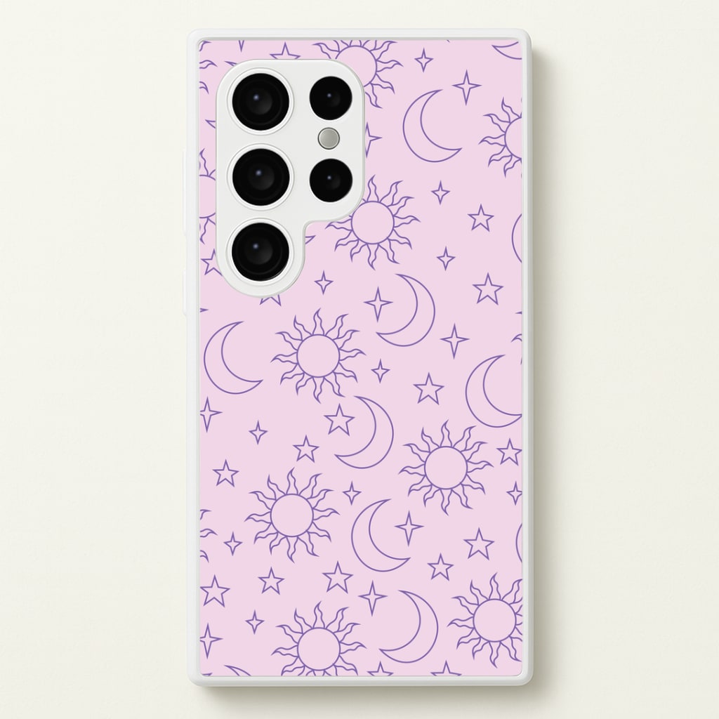 Sun, Moon And Stars Pattern Mauve Phone Case