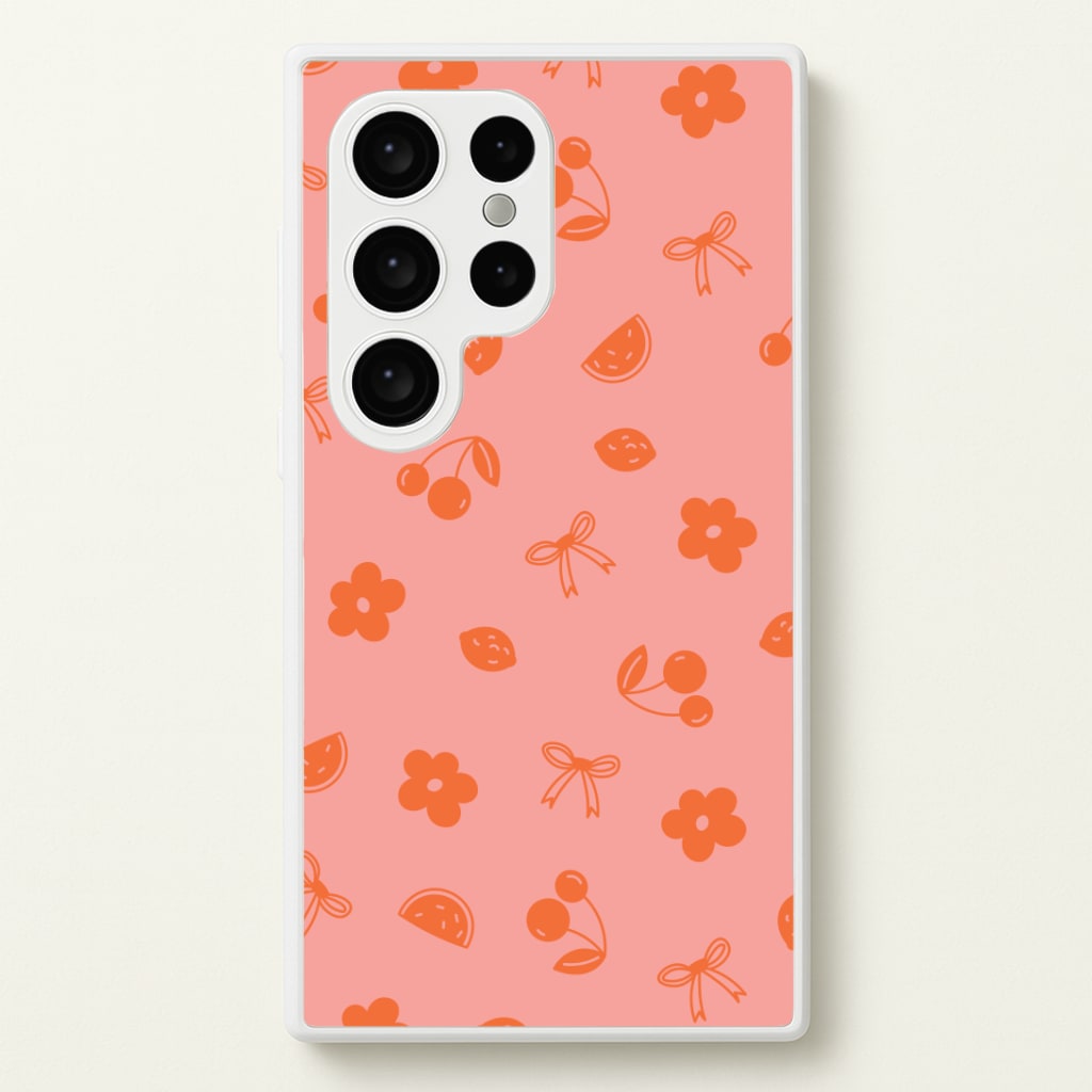 Coquette Orange Cherries Pattern Phone Case