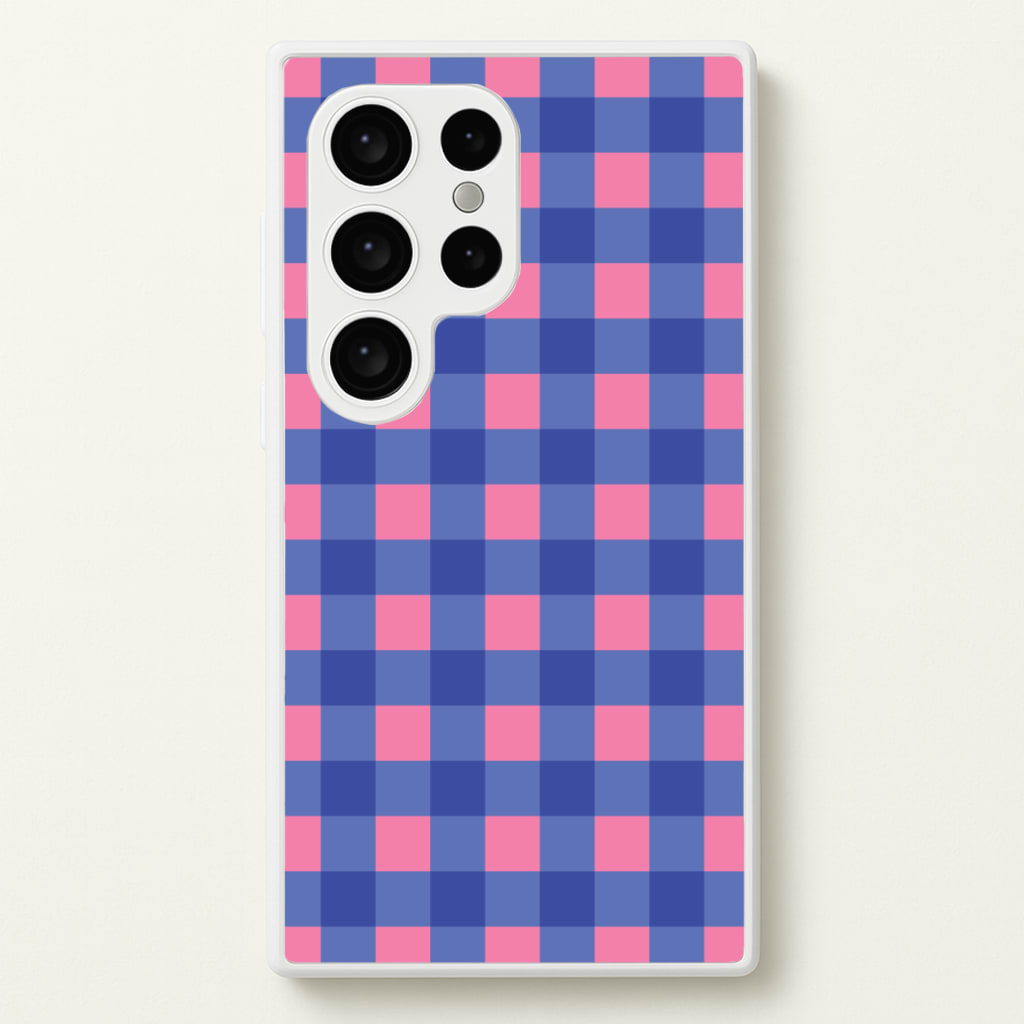 Pink And Blue Checkered Pattern Phone Case