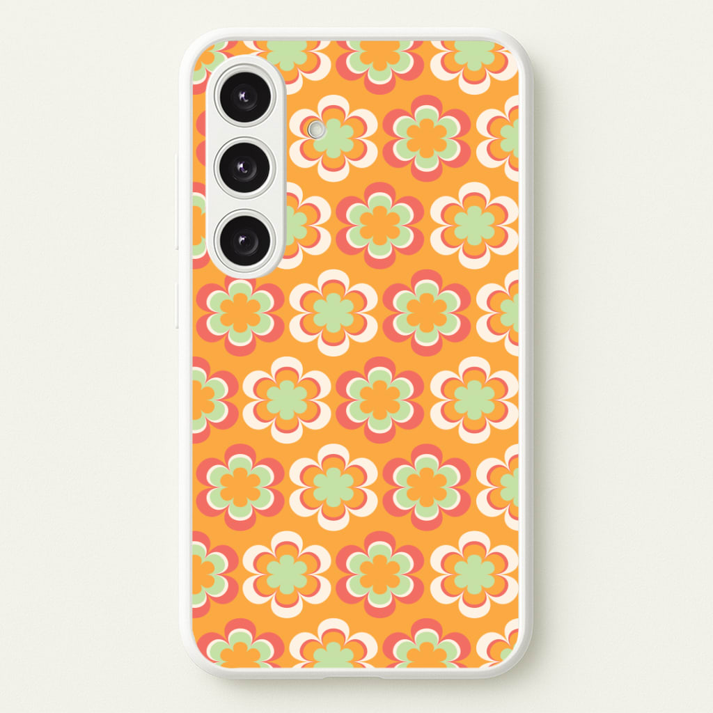 Orange Retro Flowers Pattern Phone Case
