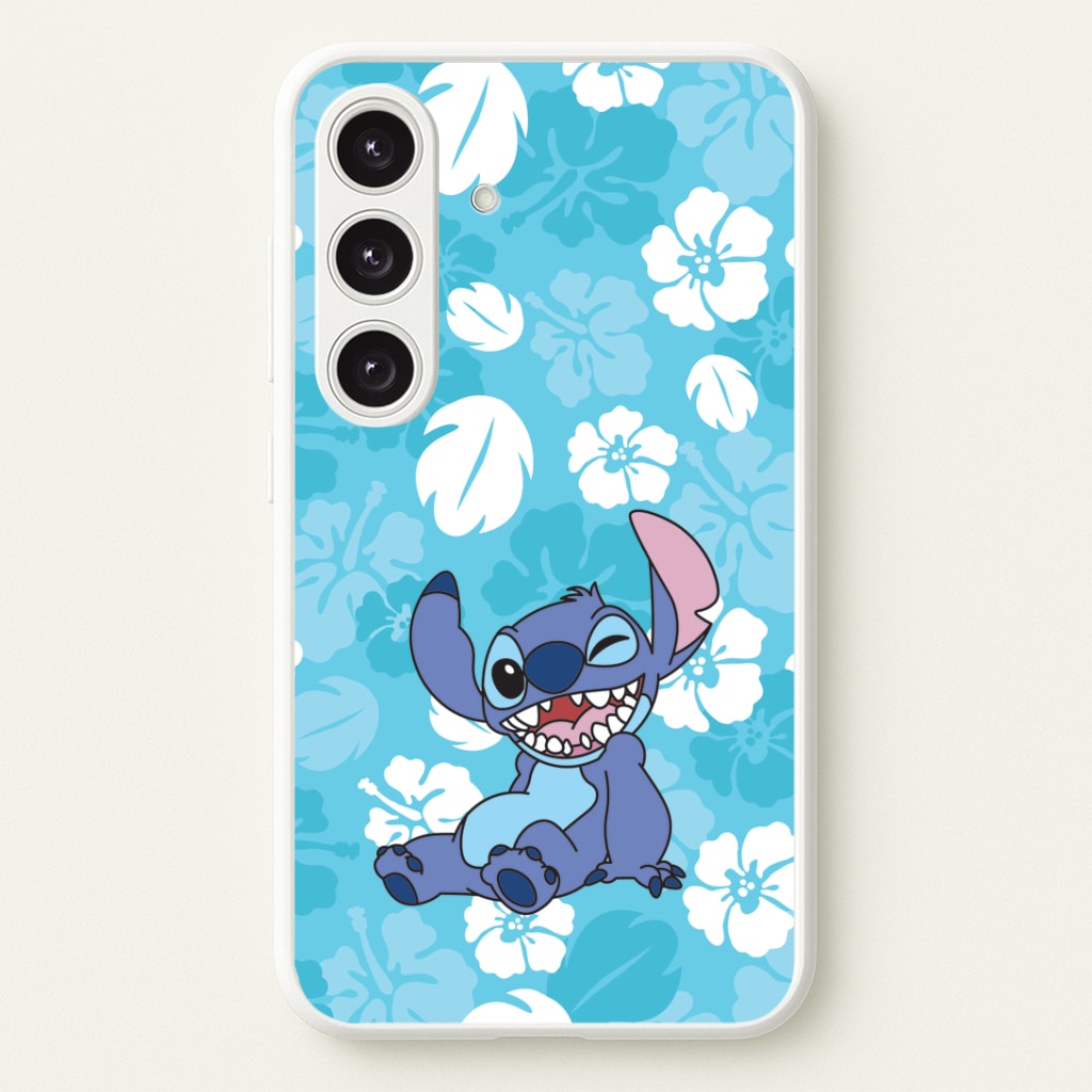 Cute Blue Alien Floral Pattern Phone Case