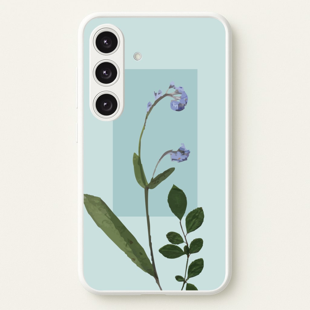 Abstract Blue Pressed Flower Phone Case