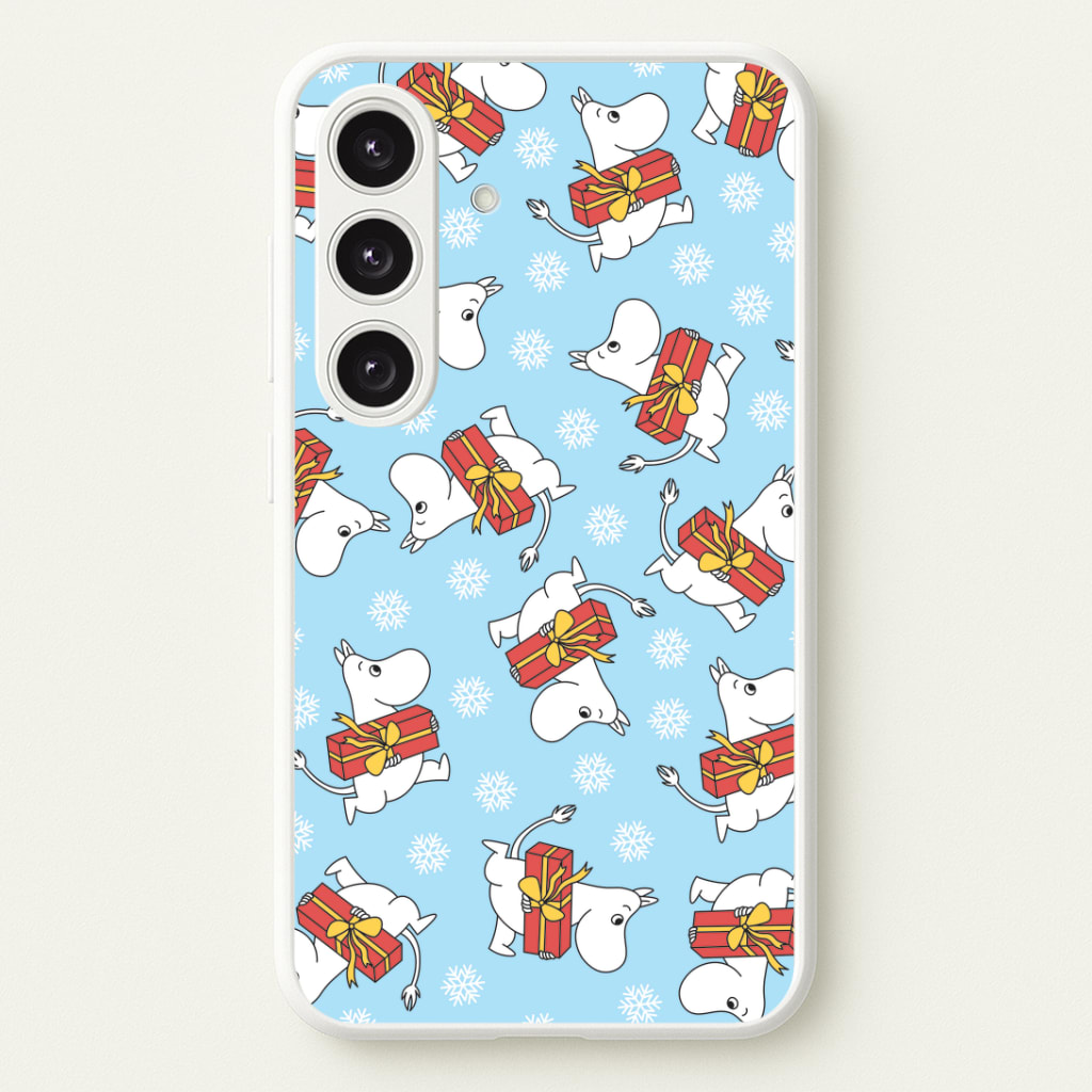 Present And Snowflakes Moom Pattern Phone Case - Galaxy S24 Plus / Standard