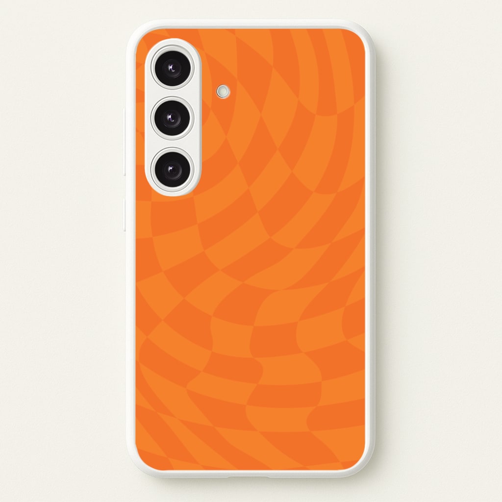 Orange Trippy Checkerboard Pattern Phone Case