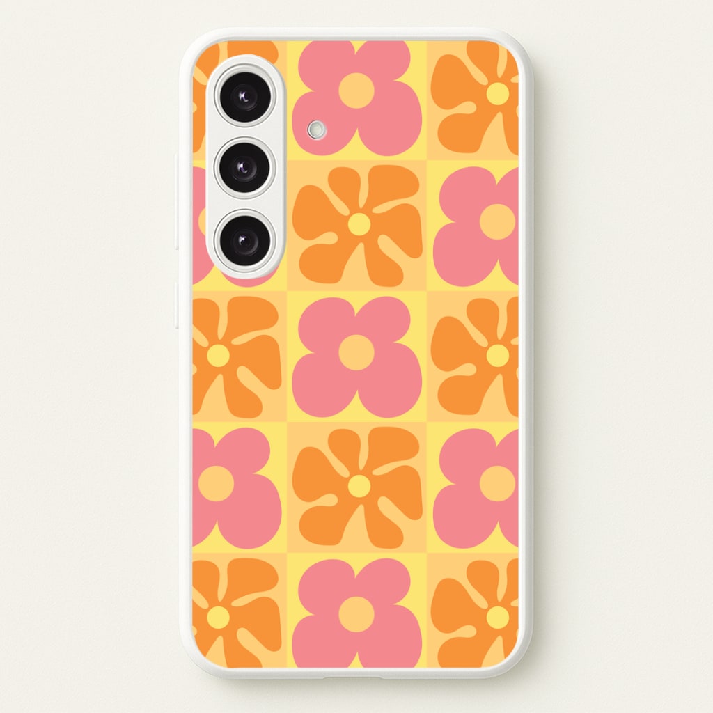 Summer Flowers Checkered Pattern Phone Case
