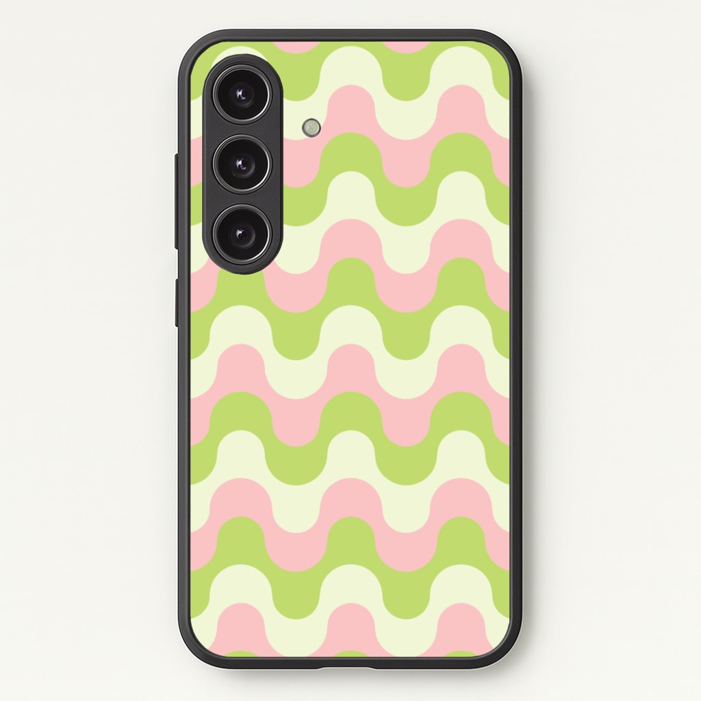 Green And Pink Retro Waves Pattern Phone Case - Galaxy S25 / Standard