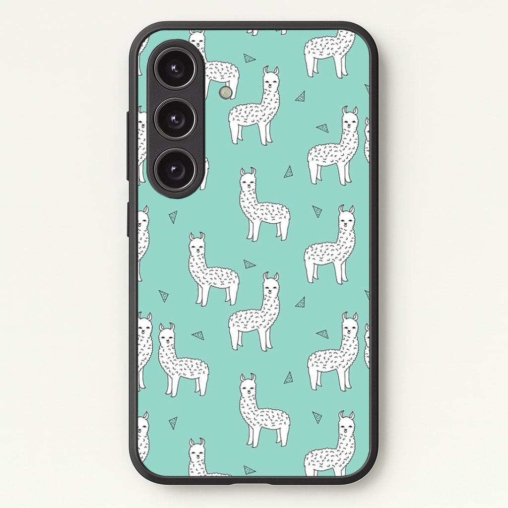 Mint Alpaca Pattern Phone Case - Galaxy S25 / Standard