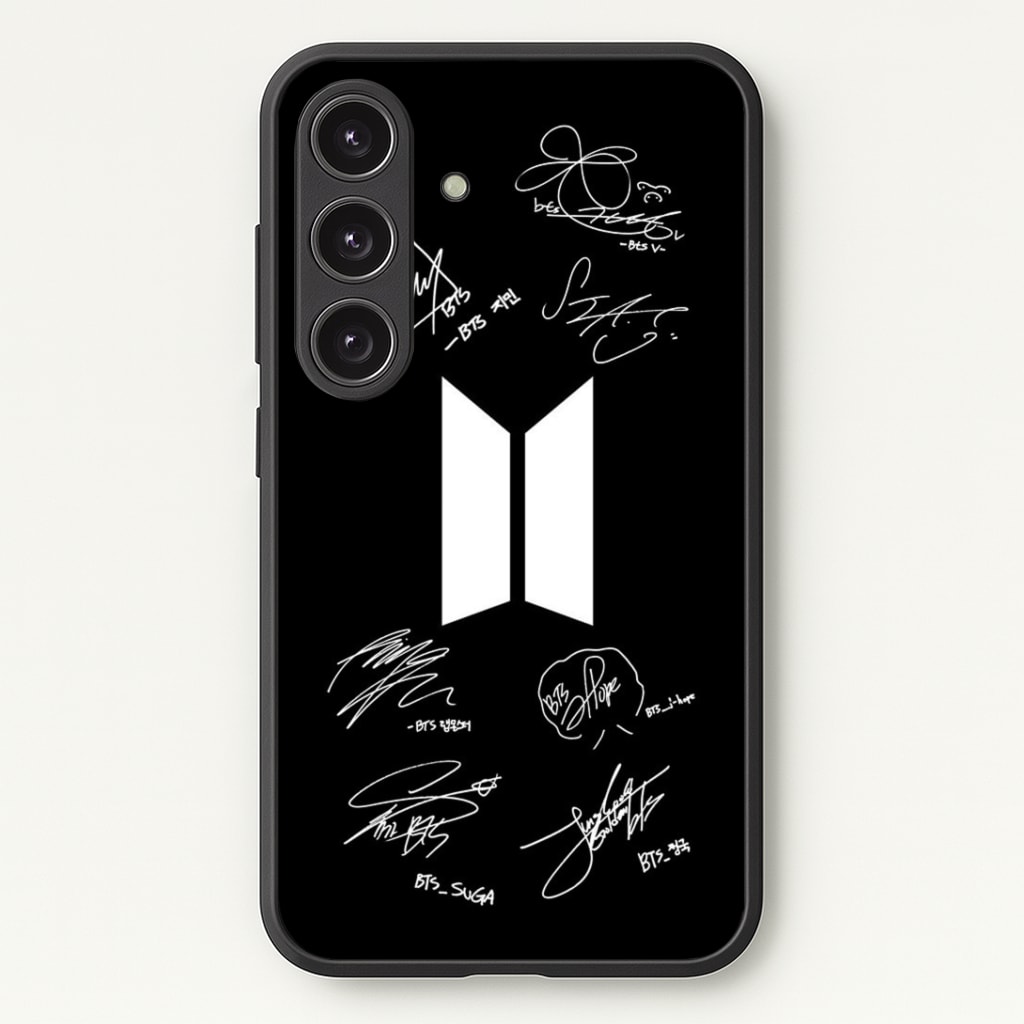 Black K-Pop Band Logo and Signatures Phone Case - Galaxy S25 / Standard