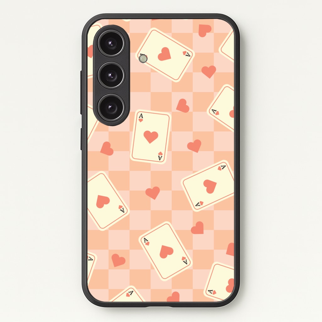 Cute Playing Cards And Hearts Pattern Phone Case - Galaxy S25 / Standard