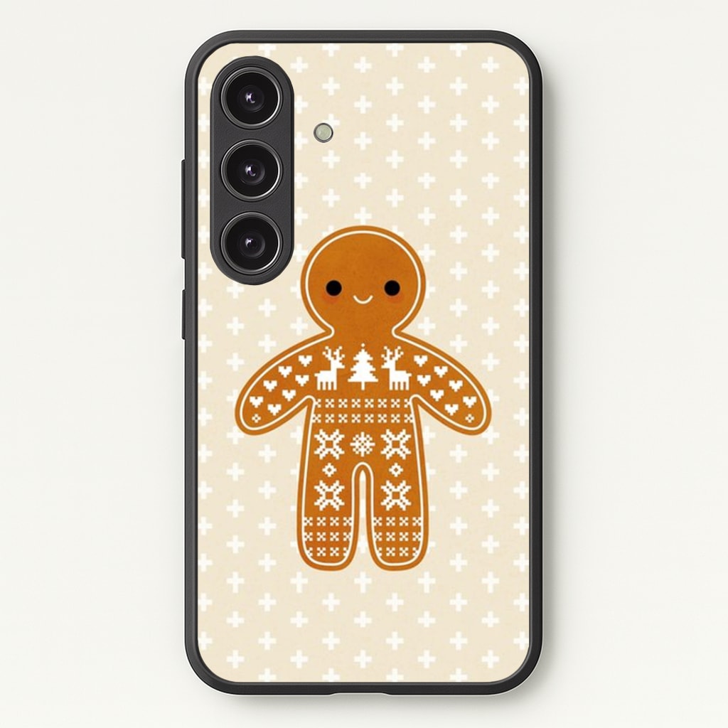 Christmas Jumper Pattern Gingerbread Man Phone Case - Galaxy S25 / Standard