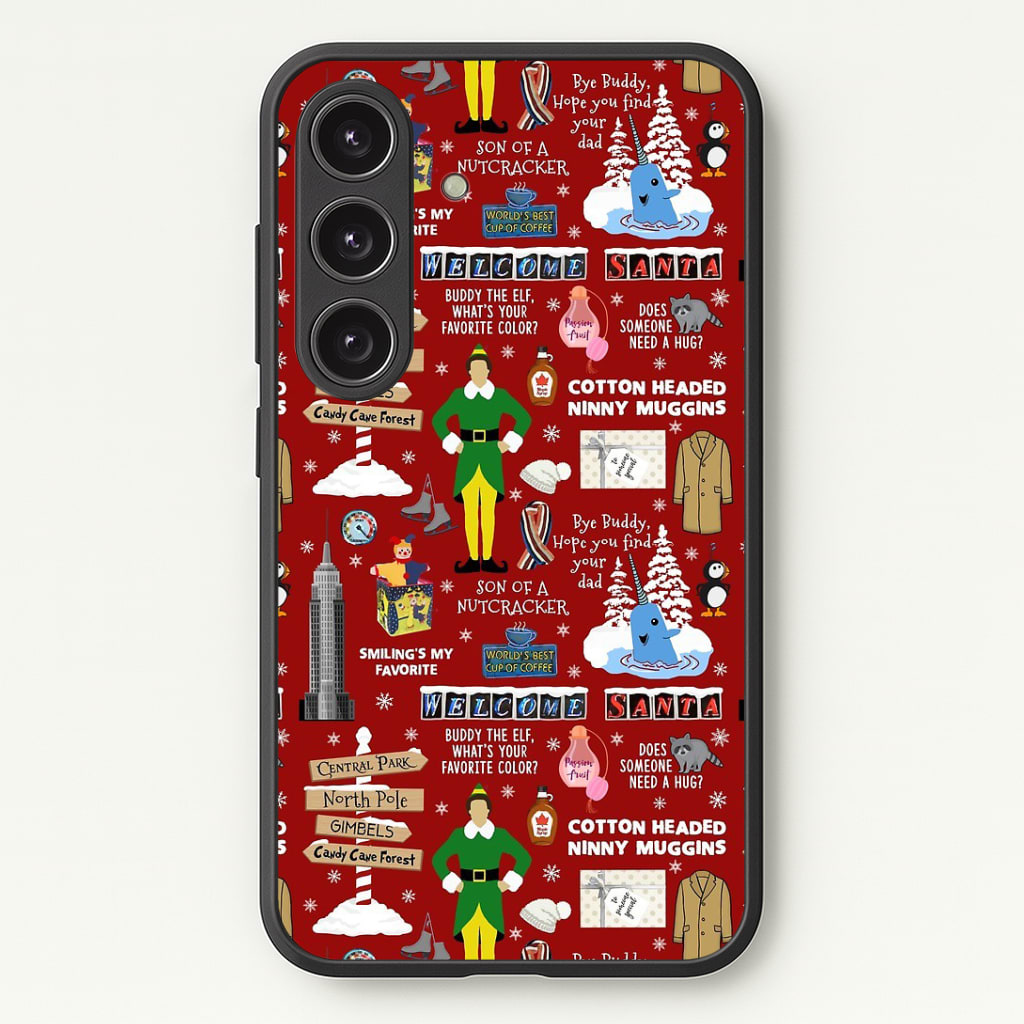 Red Elf Pattern Phone Case - Galaxy S25 / Standard