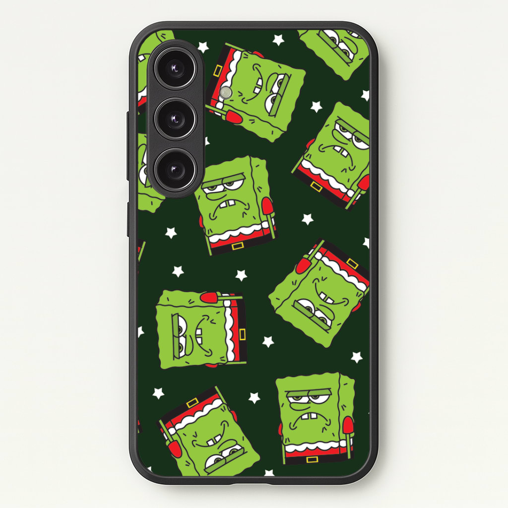 Grumpy Christmas Cartoon Sponge Pattern Phone Case - Galaxy S25 / Standard