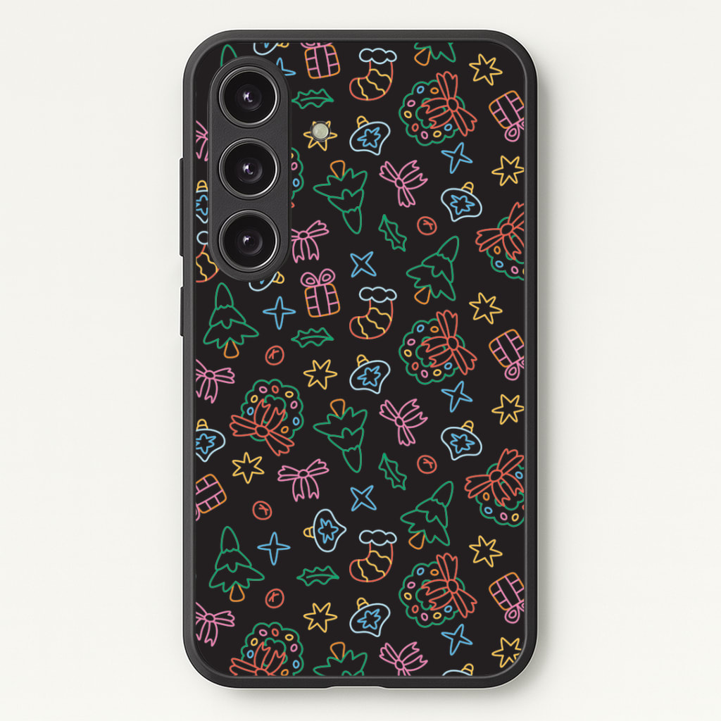 Neon Christmas Icons Pattern I Phone Case - Galaxy S25 / Standard