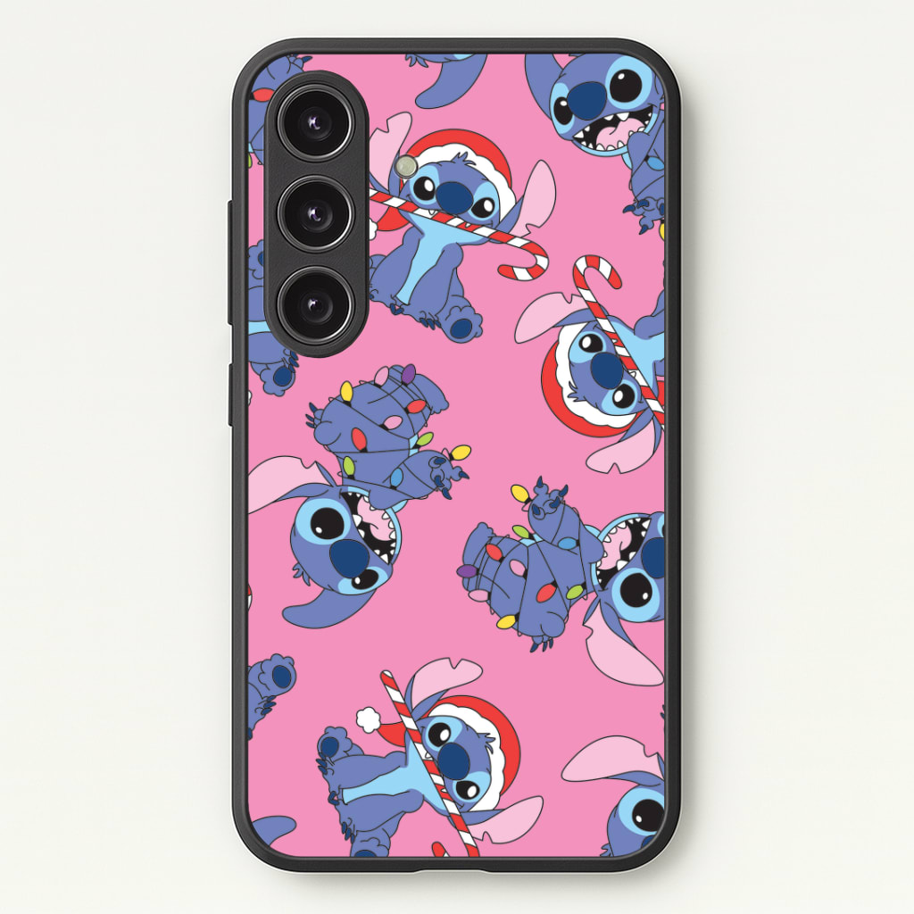 Christmas Cute Blue Alien Pattern Phone Case - Galaxy S25 / Standard